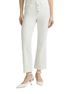 Pantalone vita alta con chiusura con bottoni bianco