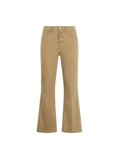 Pantalone vita alta con chiusura con bottoni sabbia