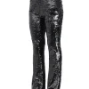 Pantalone zampa paillettes nero