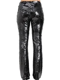 Pantalone zampa paillettes nero