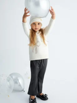Pantalone zampetta effetto spalmato nero