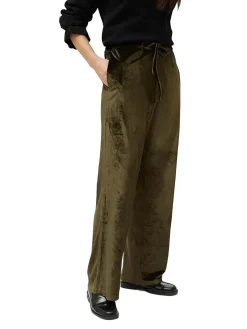Pantaloni a palazzo in ciniglia verde