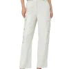 Pantaloni cargo in pelle beige