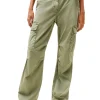 Pantaloni cargo relaxed fit a vita media verde