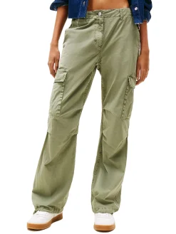 Pantaloni cargo relaxed fit a vita media verde