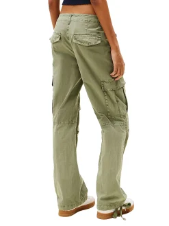 Pantaloni cargo relaxed fit a vita media verde