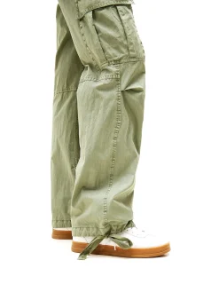 Pantaloni cargo relaxed fit a vita media verde