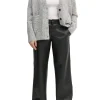 Pantaloni in ecopelle a vita alta nero