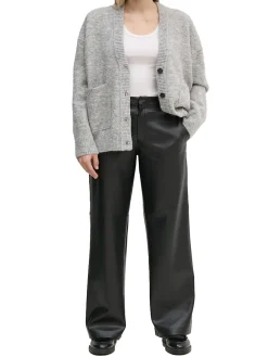 Pantaloni in ecopelle a vita alta nero