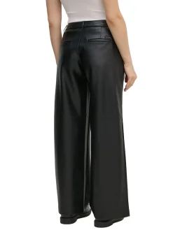 Pantaloni in ecopelle a vita alta nero