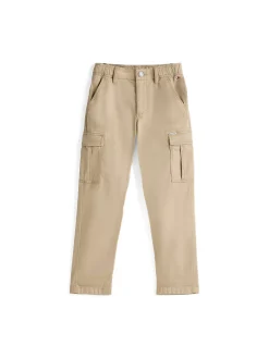 Pantaloni kids cargo in tessuto tramato beige