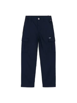 Pantaloni kids cargo in tessuto tramato blu