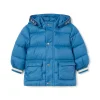 Piumino cappuccio in nylon azzurro