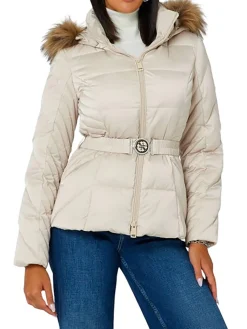Piumino con cappuccio new Olga beige