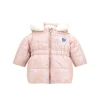 Piumino con cappuccio rosa
