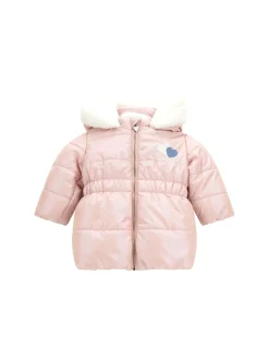 Piumino con cappuccio rosa