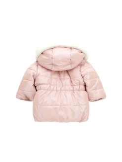 Piumino con cappuccio rosa