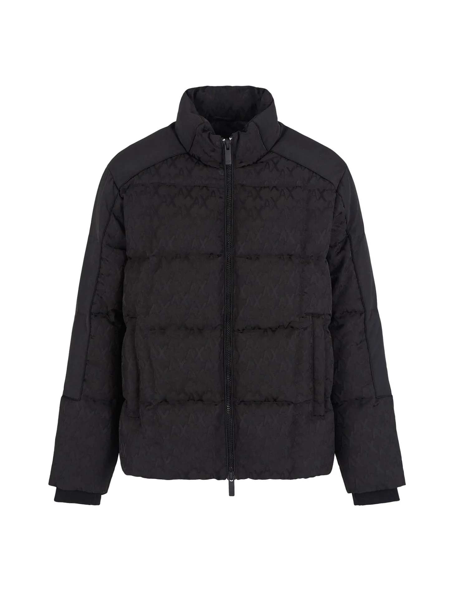 Piumino con zip con logo allover nero