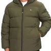 Piumino con zip e cappuccio rimovibile verde