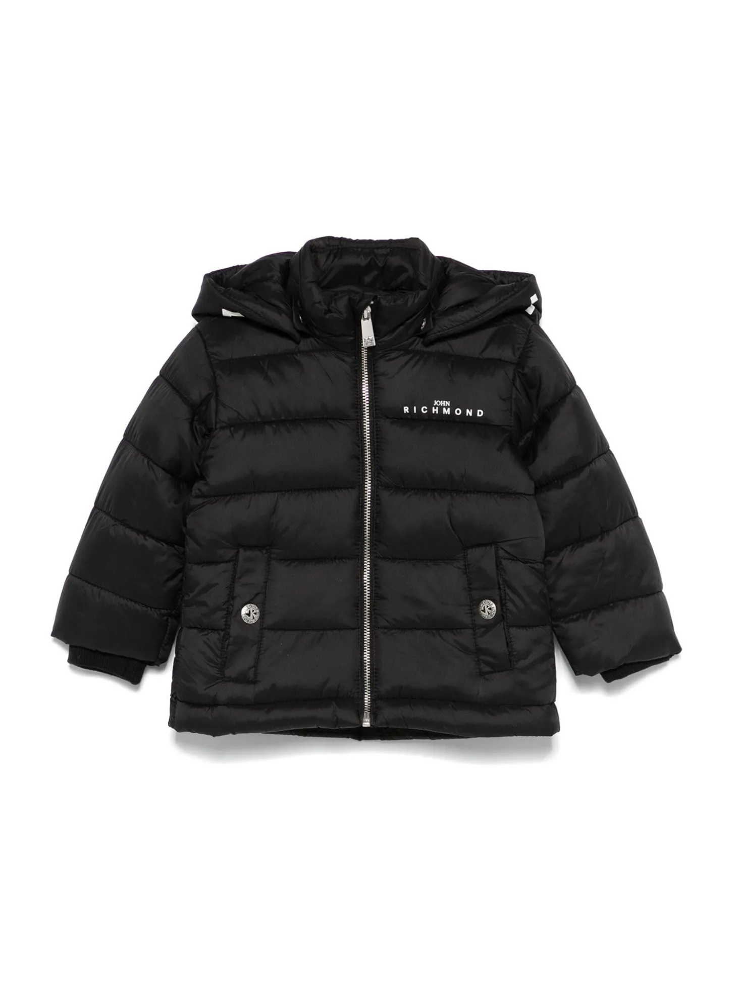 Piumino con zip e cappuccio Frigi nero