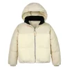 Piumino con zip e cappuccio mix media bianco