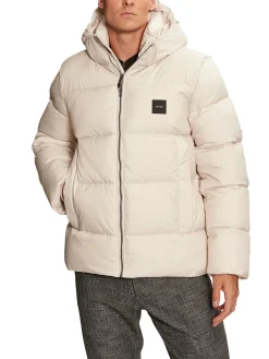 Piumino con zip e cappuccio removibile panna