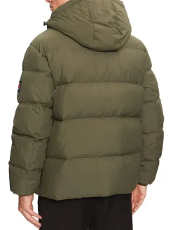 Piumino con zip e cappuccio rimovibile verde
