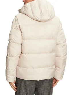 Piumino con zip e cappuccio removibile panna