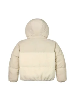Piumino con zip e cappuccio mix media bianco