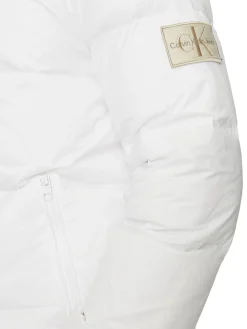 Piumino con zip e cappuccio bianco