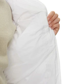 Piumino con zip e cappuccio bianco