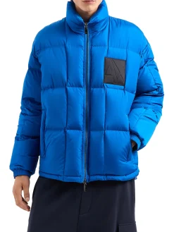 Piumino con zip e patch logo bluette