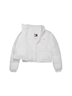 Piumino crop senza cappuccio bianco