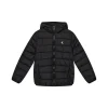Piumino kids con cappuccio e logo nero