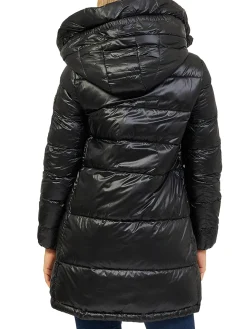 Piumino lungo a collo alto nero
