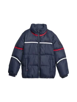 Piumino teen global stripe con zip blu