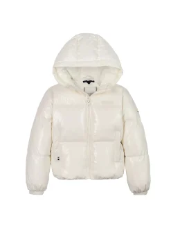 Piumino Teen New York glossy con cappuccio bianco