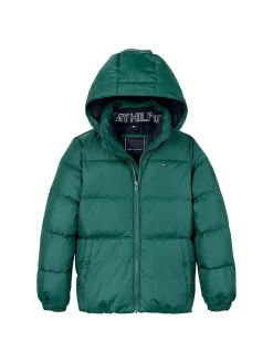 Piumino zip cappuccio essential verde