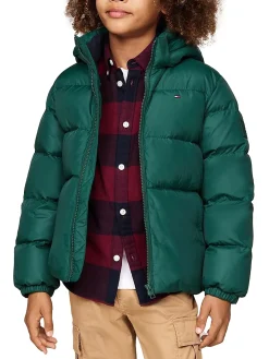 Piumino zip cappuccio essential verde