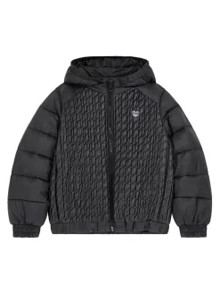 Piumino zip con cappuccio nero