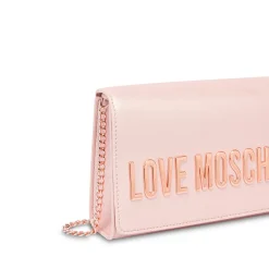 Pochette con effetto laminato e logo rosa