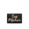 Pochette in satin con logo frontale nero