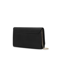 Pochette in satin con logo frontale nero