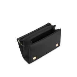 Pochette in satin con logo frontale nero