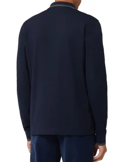 Polo blu con collo rigato