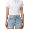 Polo crop slim fit essential bianco