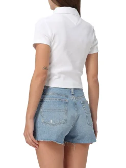 Polo crop slim fit essential bianco