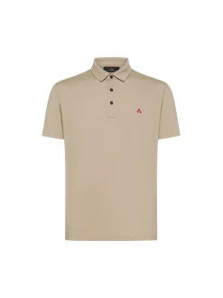 Polo in piqué di cotone beige