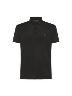 Polo in piqué di cotone nero