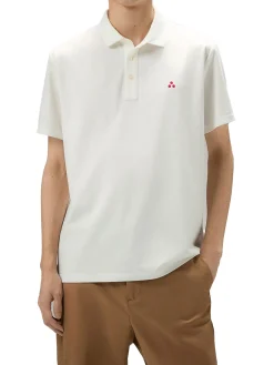 Polo in piqué di cotone panna